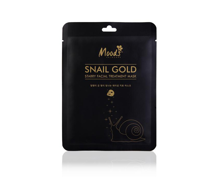 Натуральная тканевая маска для лица Улитка плюс Золото антивозрастной эффект Moods Snail Gold Starry Facial Treatment Mask 38 мл. Таиланд Belov Moods Snail Gold Starry Facial Treatment Mask 38ml